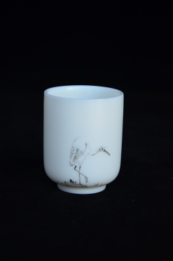 德化窑手绘甜白圆口杯